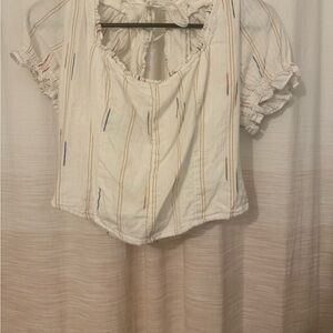 FP Movement by Free People Cream Ruffled Blouse